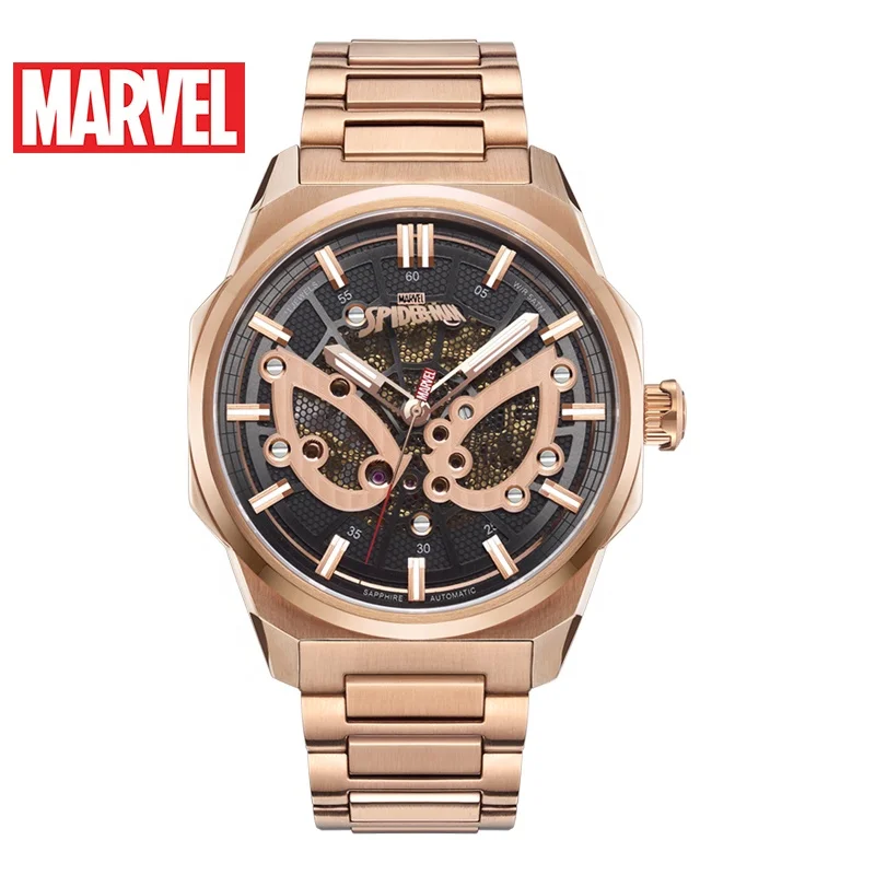 

Miyota 8N24 Gold Movement Spider-Man Crafted Watch Men Luxury Automatic, Rose gold