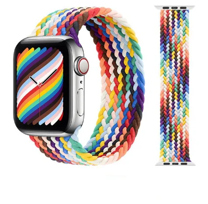 hot selling Braided Loop For  iWatch Watch Band Fabric Nylon Elastic Belt Bracelet iWatch Series 3 4 5 Se 6 7 Strap