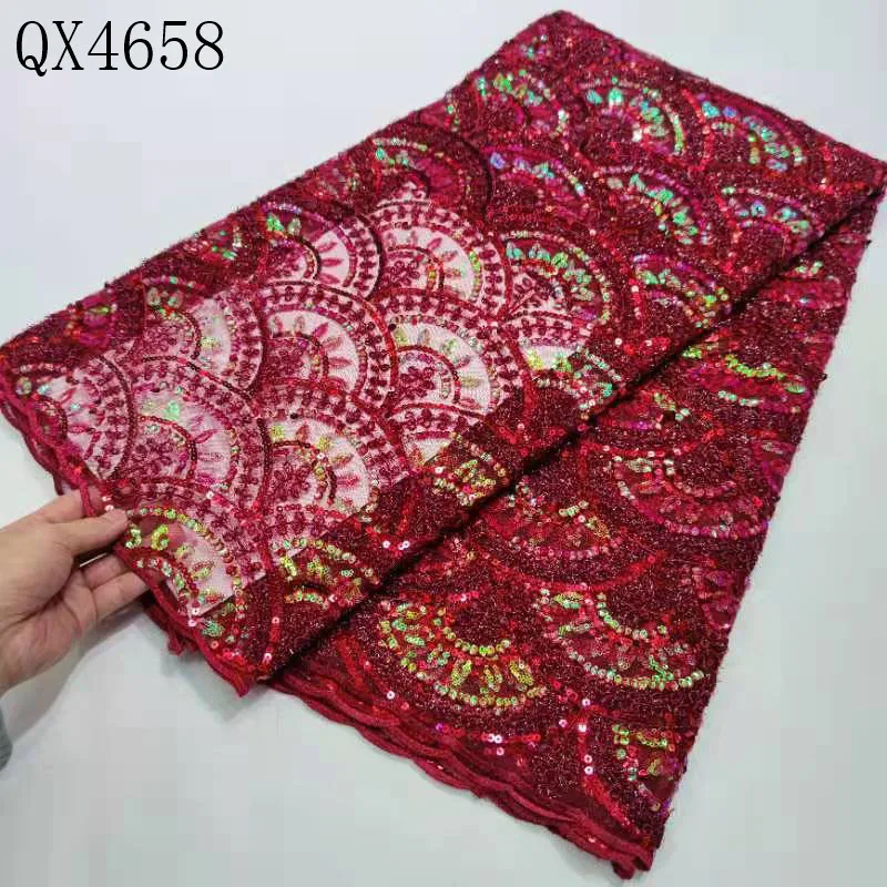

High end quality bridal dress making machine beaded 3d flowers lace fabric