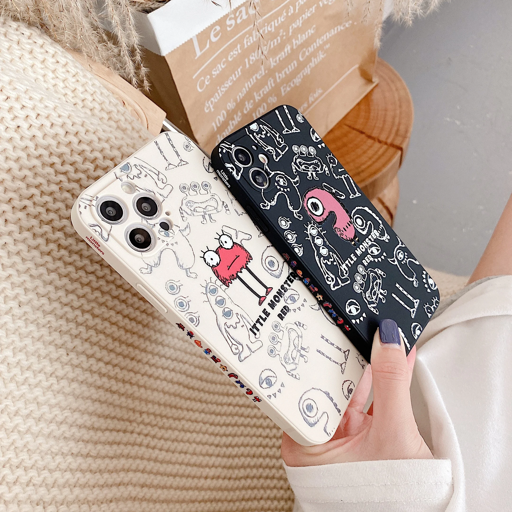 

New Designs Ittle Monster Side Edge Printing Soft TPU Phone Case Cover For iPhone 12 11 Pro Max XR 6 7 8 Plus