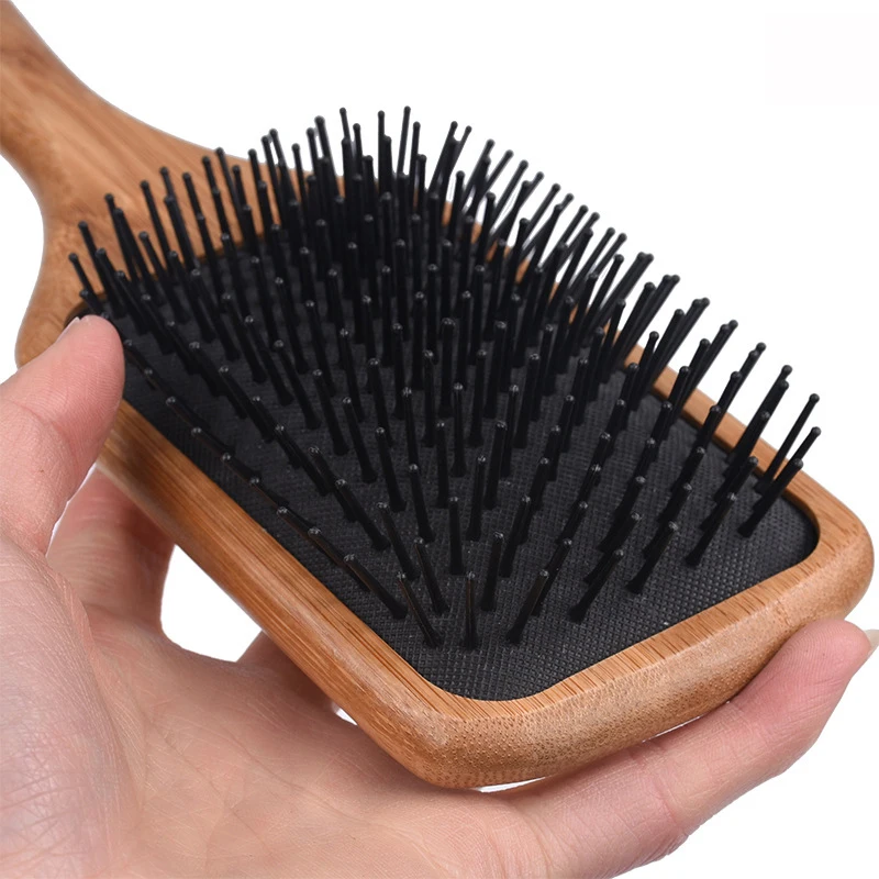 

Tail Comb Massaging Scalp Black Carbon Fiber Bamboo Bristles Bamboo Paddle Hairbrush