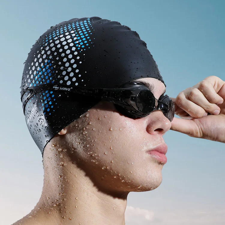 

Eco friendly silicone waterproof caps custom printed swimming caps, Blue,green,yellow,pink,purple etc