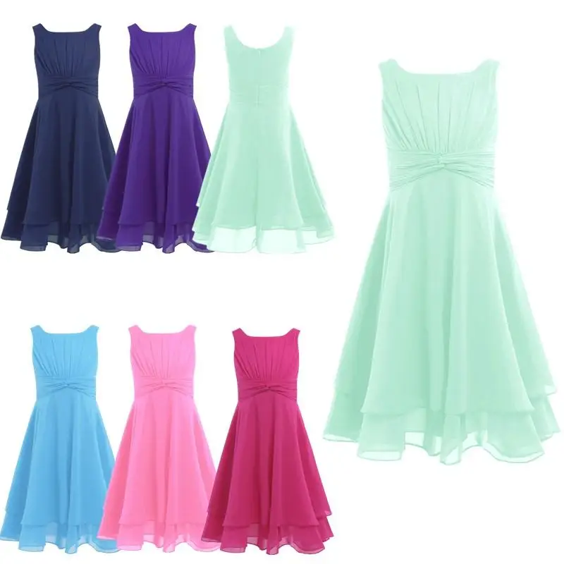 

Luxury Flower Girls Knotted Waist and Ruched Dress Pageant Wedding Birthday Party Vestidos Prom Dresses