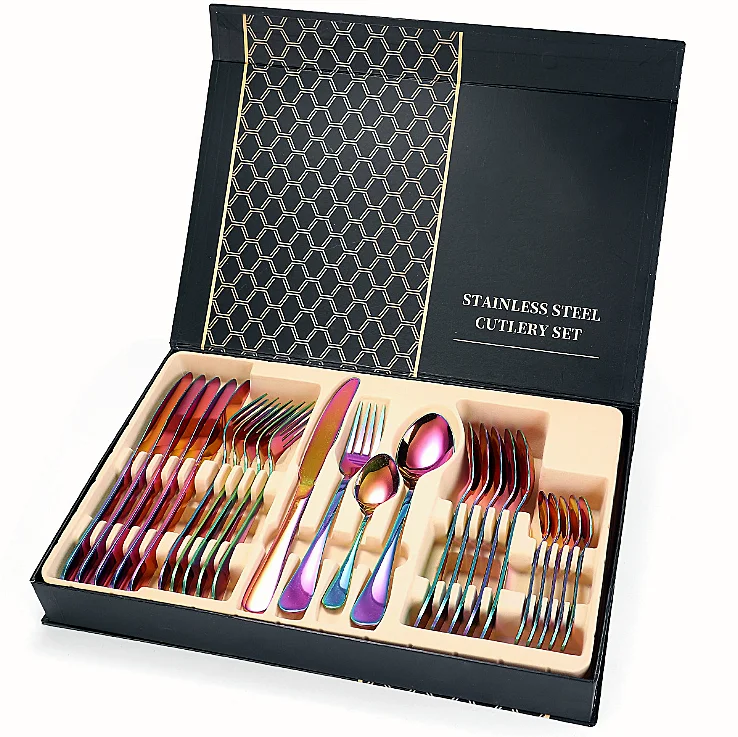 

Stainless Steel Utensils Colours for 6Include Knife/Fork/Spoon 24-Piece Colours Flatware Cutlery Set