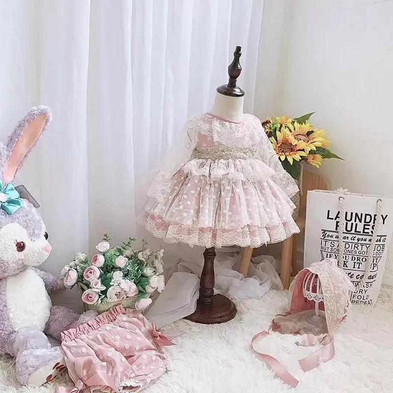 

C065138 wholesale spanish dress baby clothes girls dresses long sleeve vintage lace long sleeve kids clothes, Vintage kids clothing