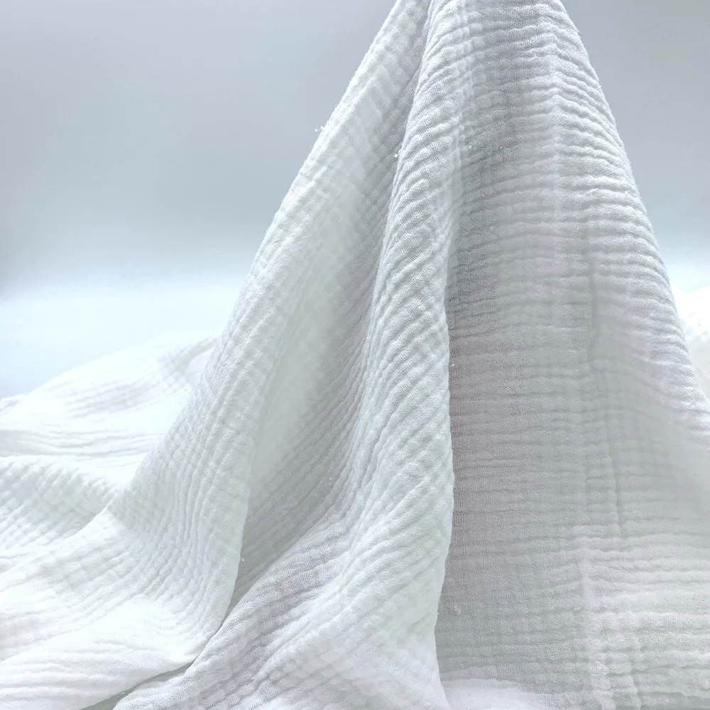 
Chinese supplier wholesale hot sale soft crinkle cotton double gauze dyed for baby diapers and dress clothing fabric 