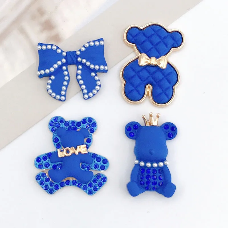 

Custom New Metal Designer Clog pieces blue bear charms for Brand Shoe Charm accessory on Women sandal shoes decoration, As picture