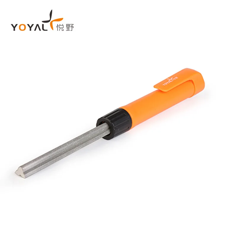 

Portable Diamond Carbon Steel Sharpening Rod Stick For Grindable Woodworking Folding Kitchen Knife Sharpener, Orange