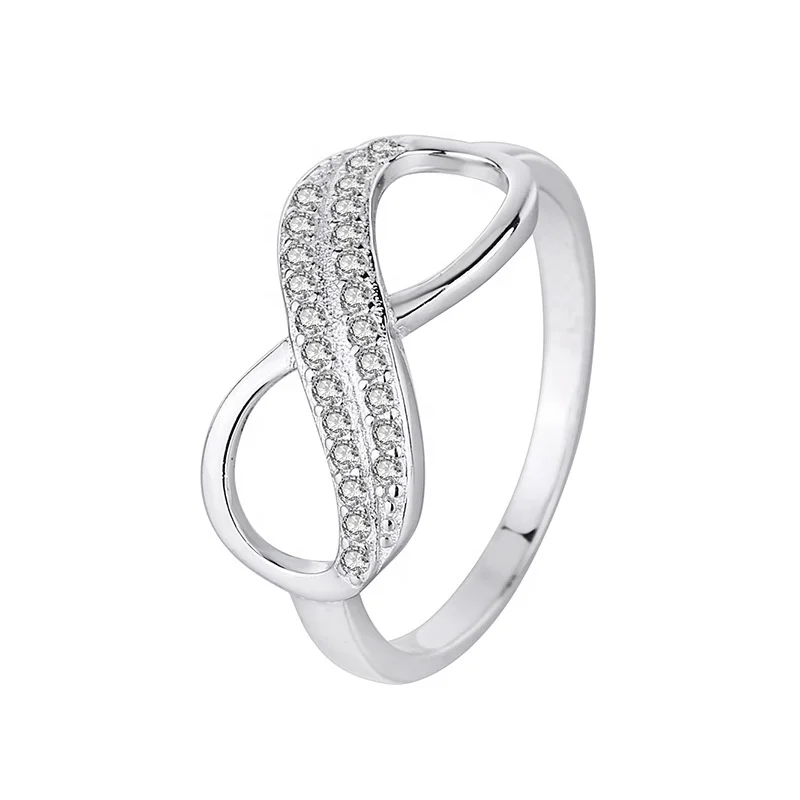 

Infinity Knot Love 925 Sterling Silver Ring Cubic Zirconia Stakable Promise Korean Finger Rings for Women Girl