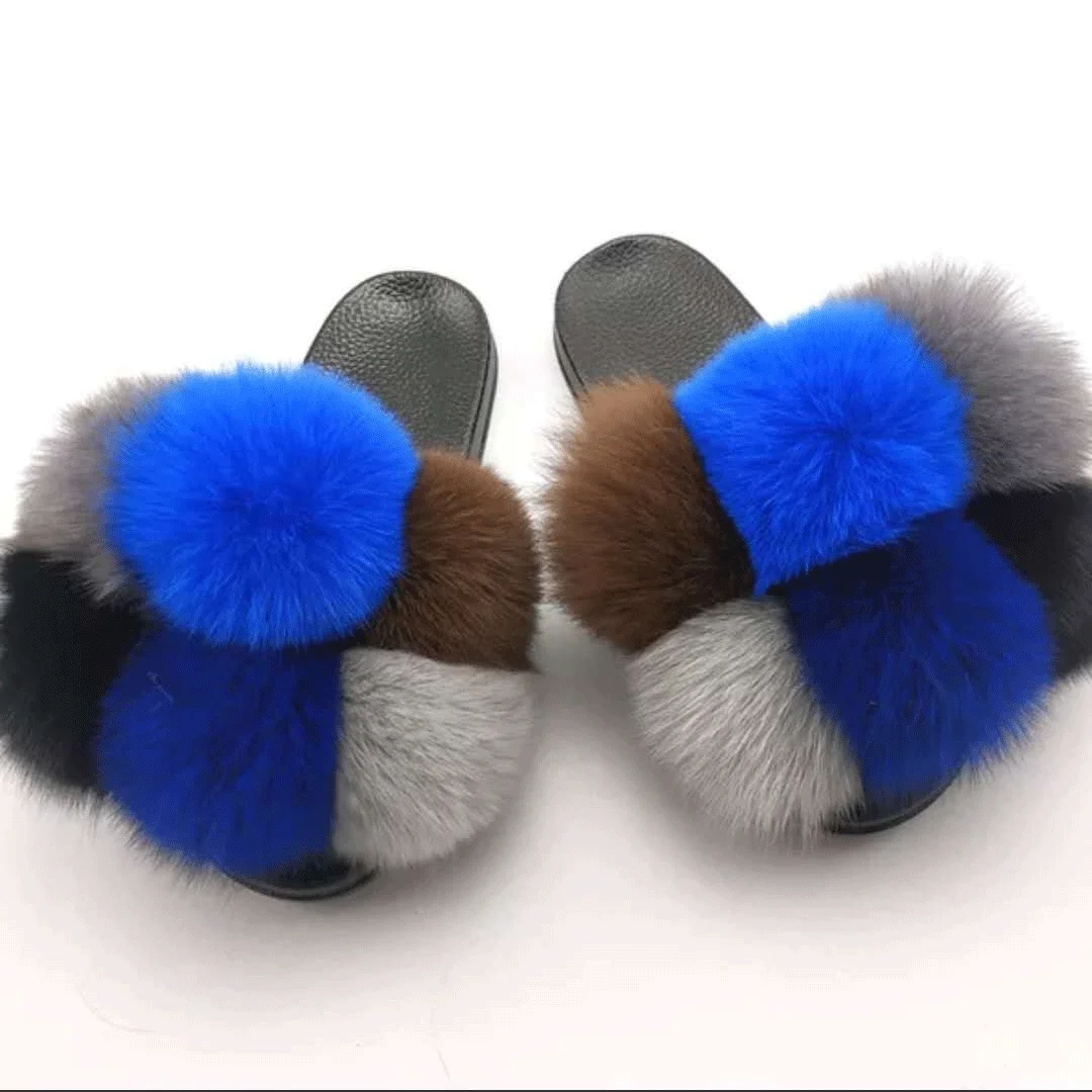 

2021 factory direct solid color fuzzy slippers women indoor winter home fur shoes slippers for women, Customized color