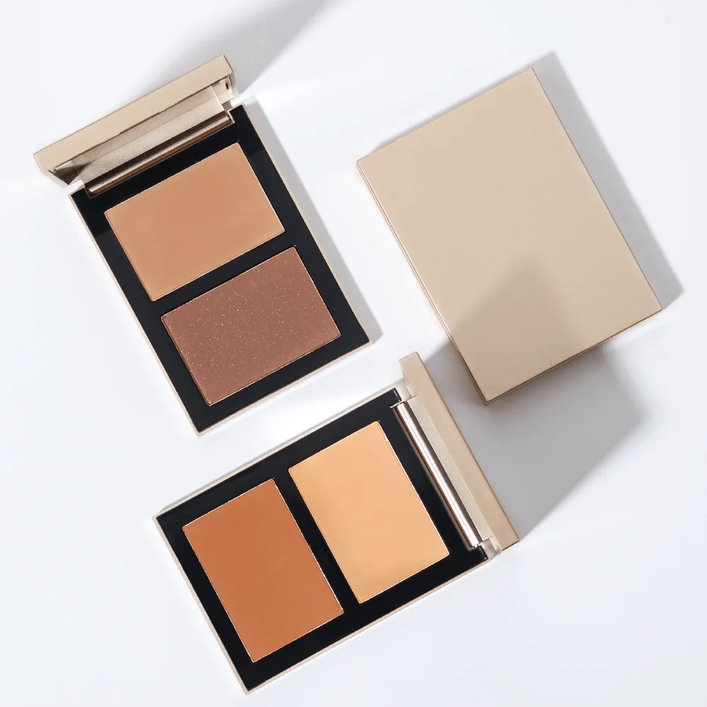 

private label face pressed contour matte powder and highlighter and bronzer and blush palette for dark skin