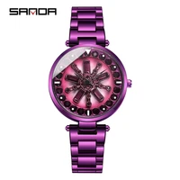 

SANDA P1018 Ladies Diamond Quartz Japan Movt Ladies Watch 2019 Fashion Creative Colorful Stainless Steel Watches Women reloj