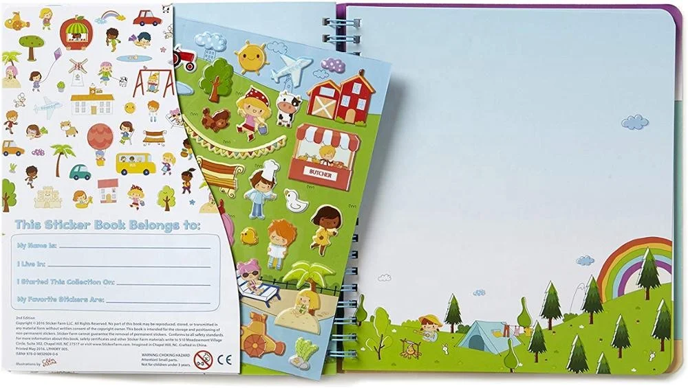 
Custom Spiral Bound Cardboard Kids Printing Children Sticker Book 