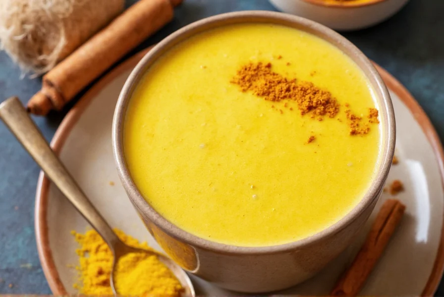 Turmeric golden milk recipe with coconut milk, fresh turmeric, and cinnamon