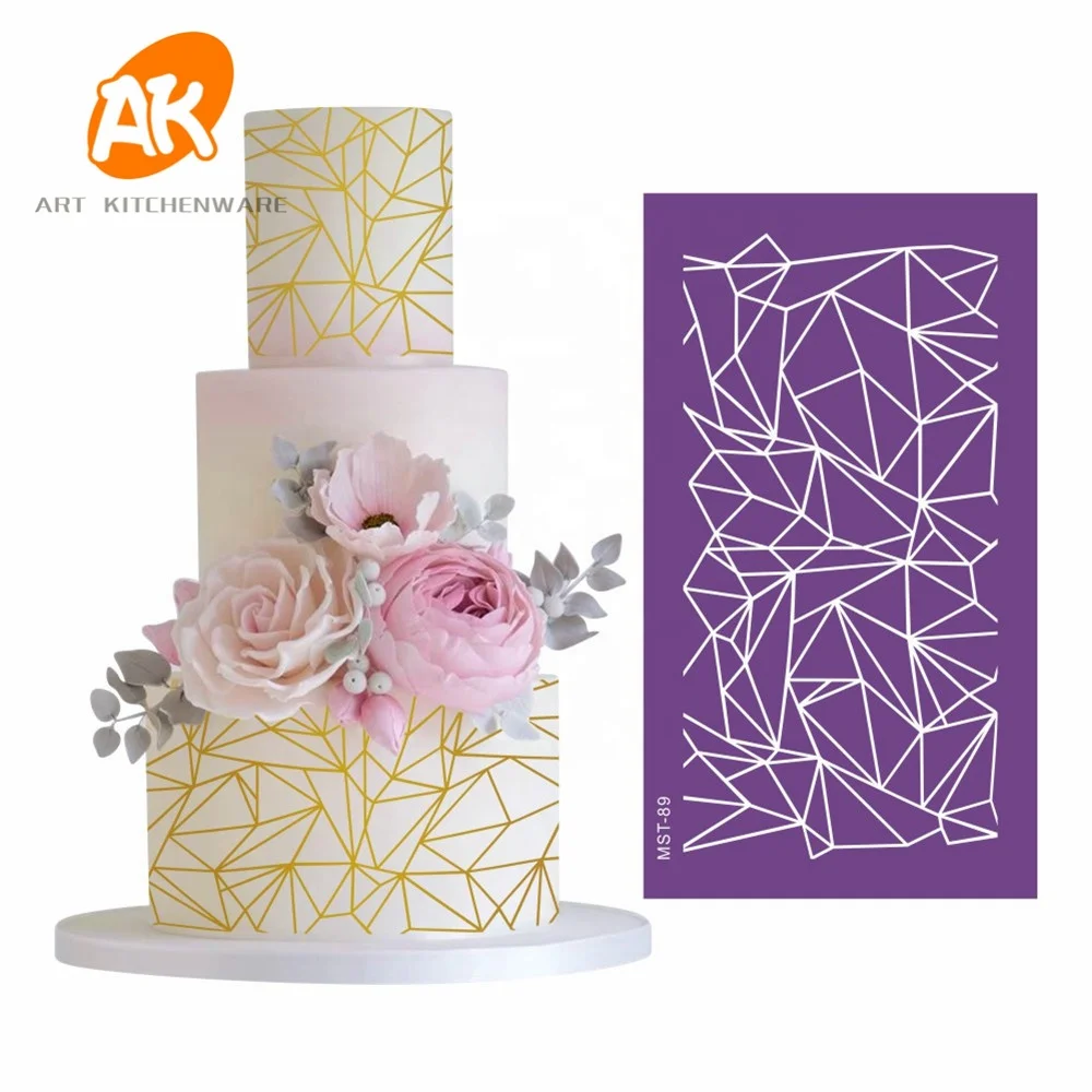 

AK Customizable Royal Icing Mesh Stencils Cake Decorating Lace Stencils for Bakery Cake Art Pastry Baking Tools MST-89