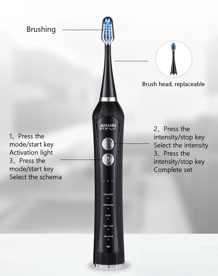 Slim Waist Function Jermei Led Light Toothbrushes Electric Buy Adult