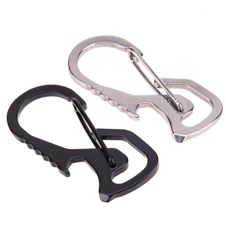 

Carabiner Keychain Hook Outdoor Stainless Steel Carabiner Lifter Hex Driver Bottle Opener Keychain Ring Climbing Accessories