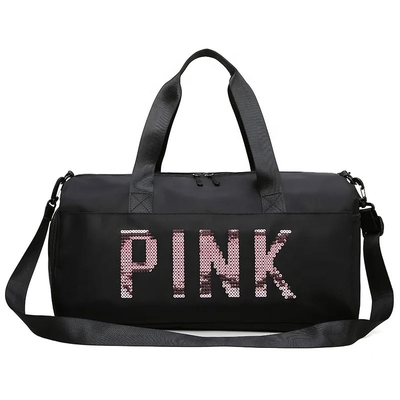 

Foldable Wholesale Sport Duffel Travel Bag Women Weekend Portable Pink Gym Bag for Girls with Shoes Compartment and Wet Pocket, Optional