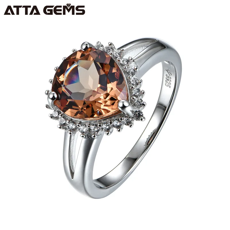 925 Sterling Silver Rings for Women Wedding Silver Jewelry 3.1 Carats Created Diaspore Water Drop Color Change Fine Jewelry