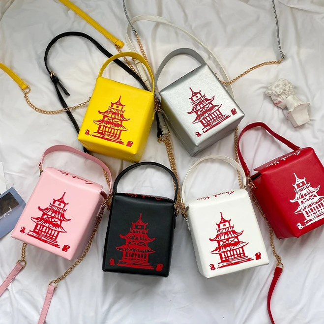 

2021 Chinese Takeout Box Women Ladies Hand Bags Handbag Big Handbags Wholesale, Black/white/pink/yellow/red/silver