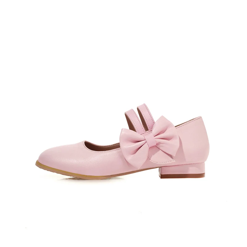 

Women Lolita Bowknot Shoes Pink/Black Low Heel Slip-on Shoes for Students, Black/pink/white/blue/ecru