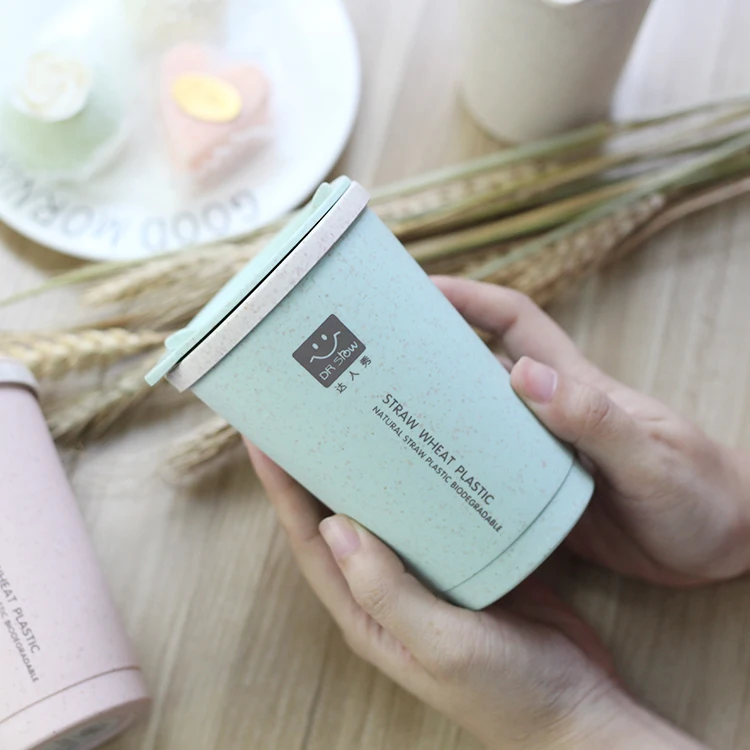 

Wholesale wheat straw reusable coffee cup logo custom coffee cup with lid