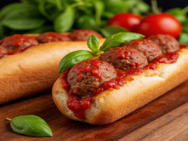 Juicy meatball subs with fresh basil