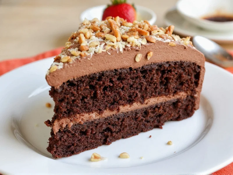 German chocolate cake with coconut pecan frosting