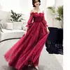 long party dresses 2019 Polyester Bridal Evening Dress large hem design & different size for choice wine red 409427