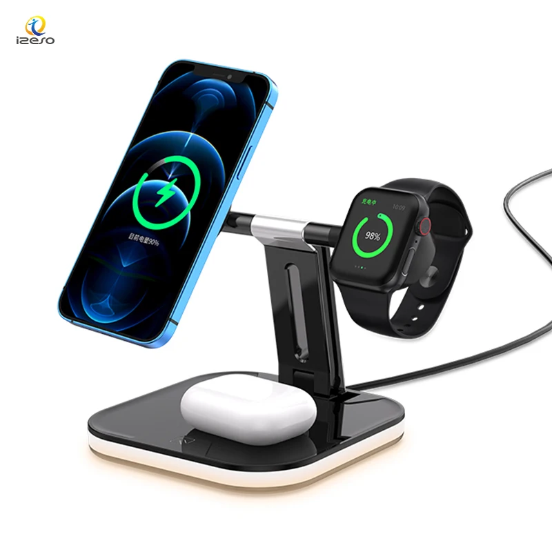 

Free Shipping 3 in 1 Wireless Charger 15W Fast Charging Station for iPhone 12 Pro Max iWatch Airpods Pro