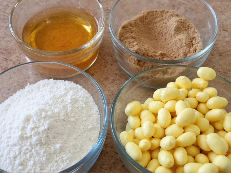 Close-up of homemade dog weight gainer ingredients in glass containers