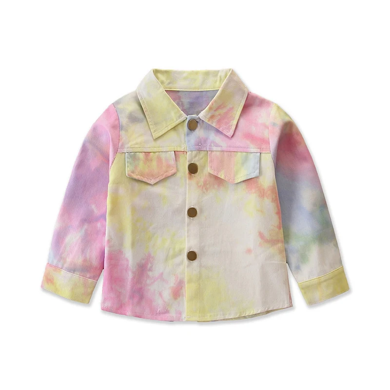 

Wholesale denim tie dye long sleeve fashion jackets toddler girls fall coats, As picture show