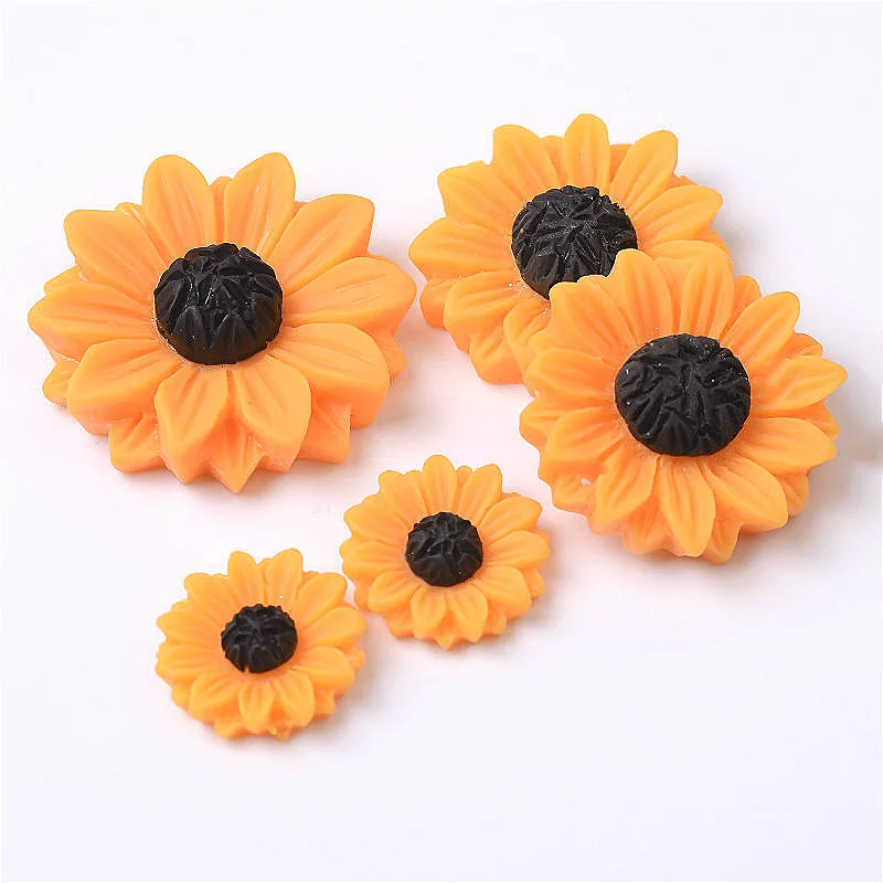 

yiwu wintop fashion accessories hot sale orange color flatback resin sunflower charms for earring making