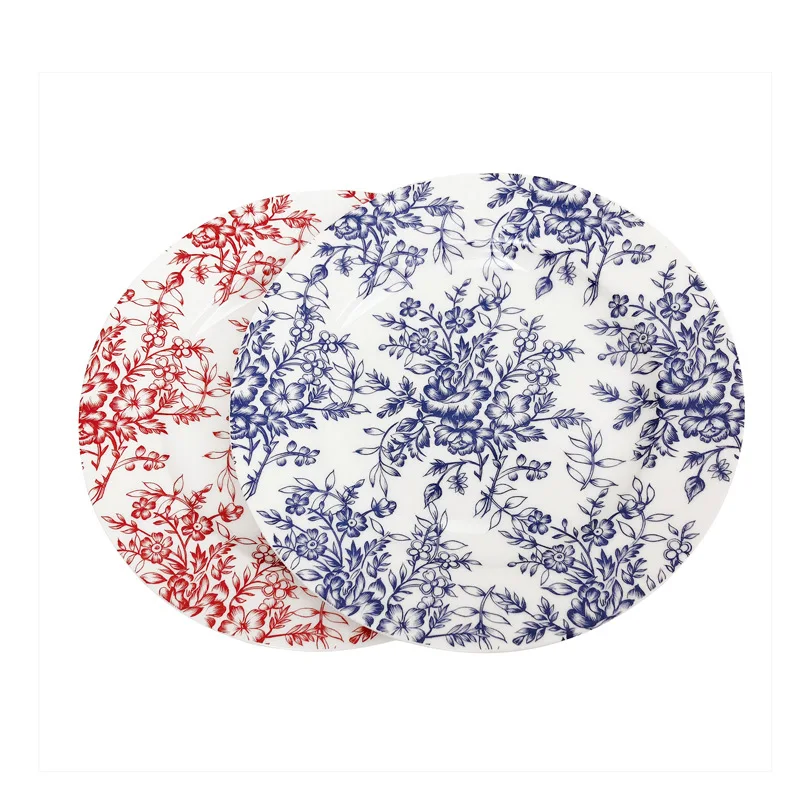 

Hot-selling French Retro Dishes Plate Hand-painted Household Ceramic Dinner Plates Fruit Salad Plates