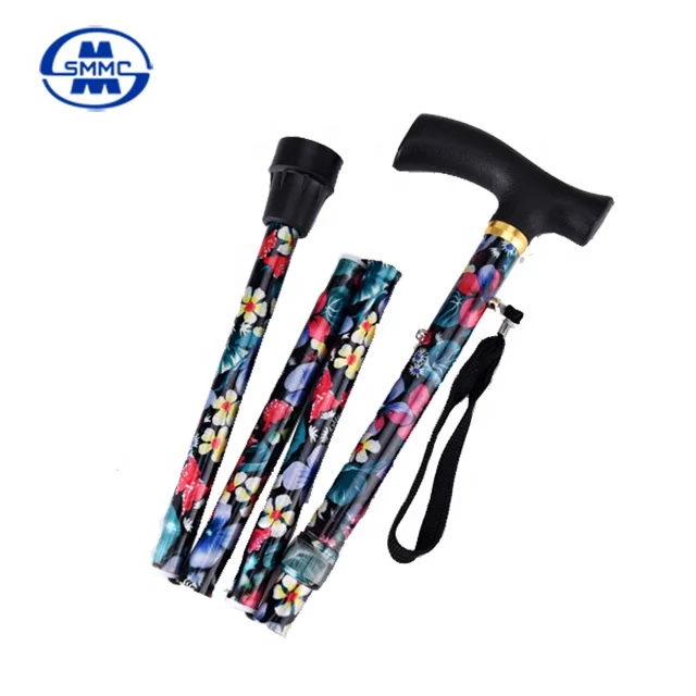 
Colorful Printed adjustable folding Aluminum Cane Walking Stick 