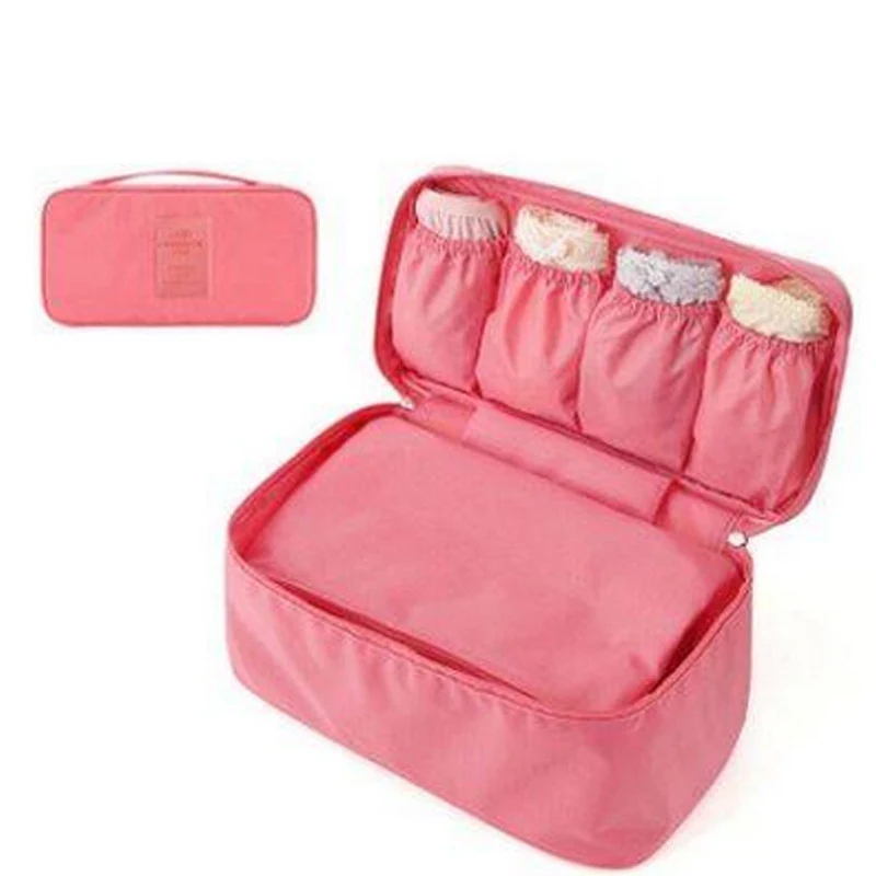 

Korean Travel Waterproof Oxford Underwear Storage Bag Bra Case Bag Home Storage Check Fabric Bra Travel Bag, Gray, orange, pink, red, rose red, wine red, navy blue, sky blue