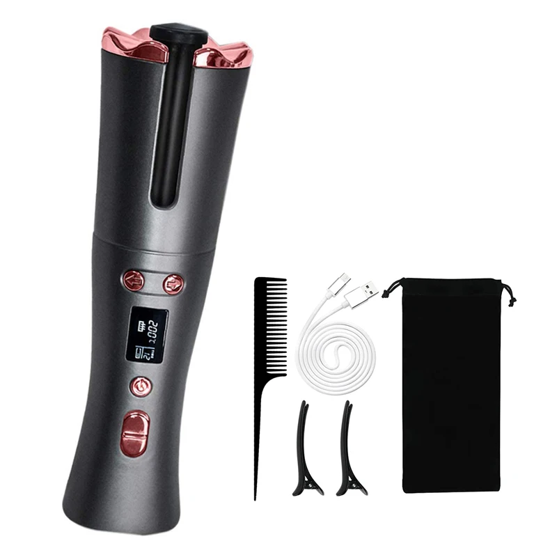 

2022 New Mini Electric Hair Crimper USB Automatic Rotating Curling Iron Portable Ceramic Wireless Cordless Hair Curler