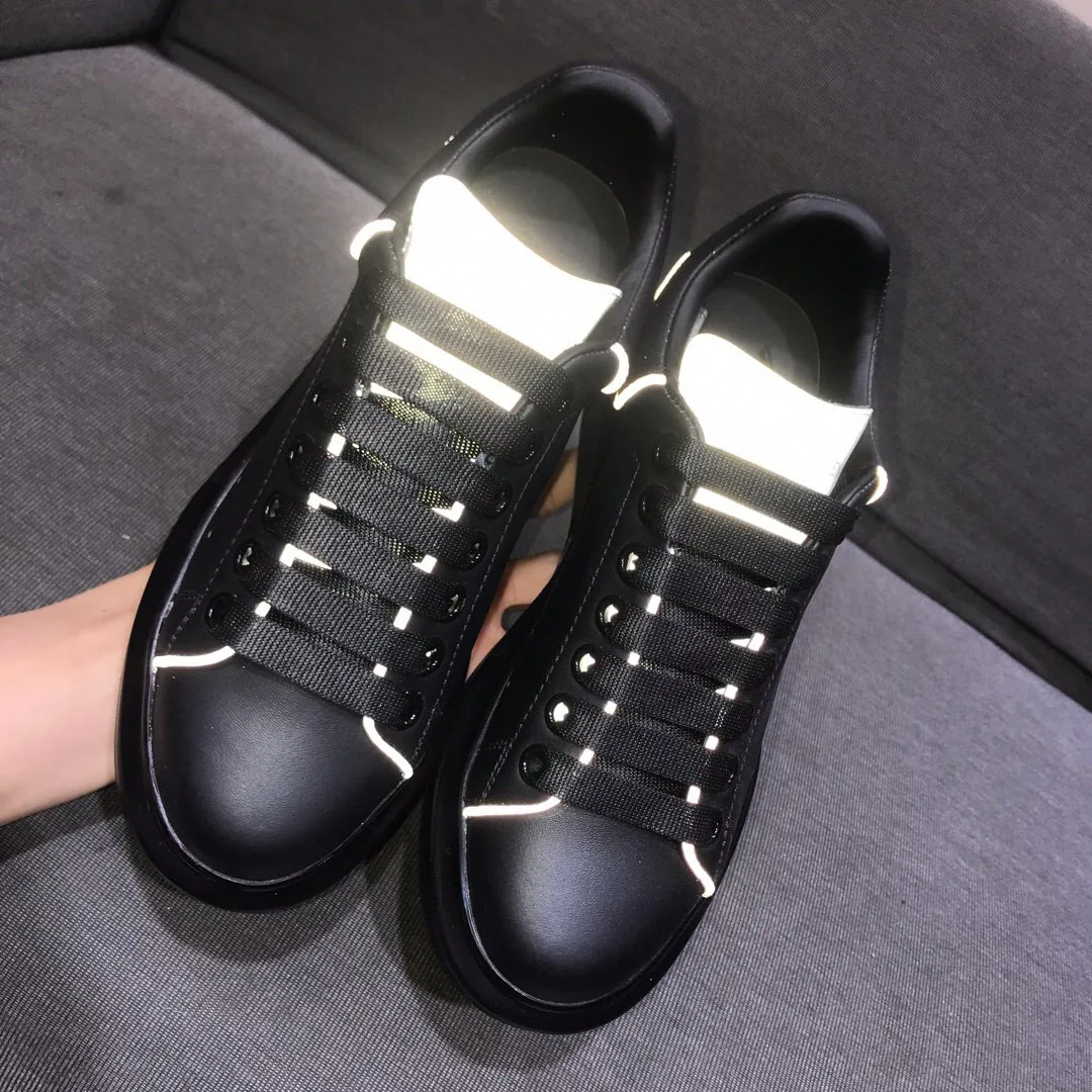 

China factory wholesale leather wear-resistant couples platform shoes ladies walking shoes sneakers men alexandermcqueen., Multicolor