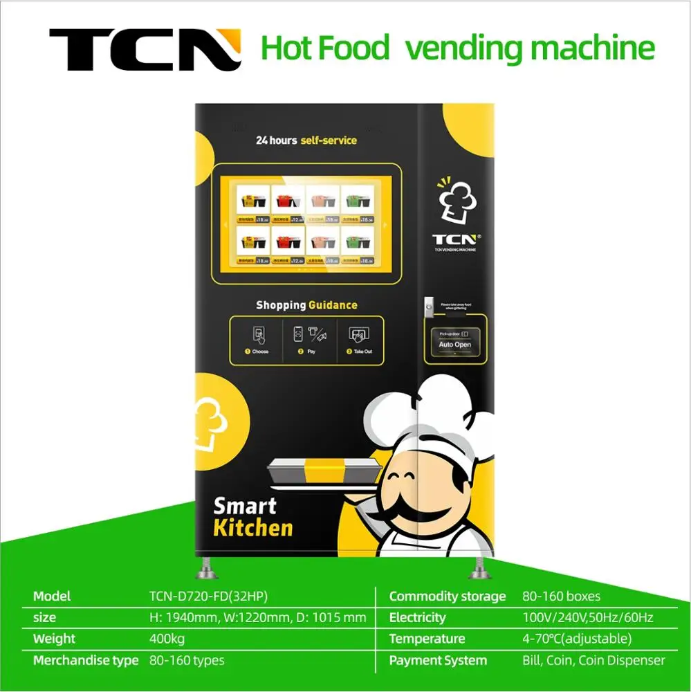 
TCN automatic fast food breakfast lunch box vending machine for sale 