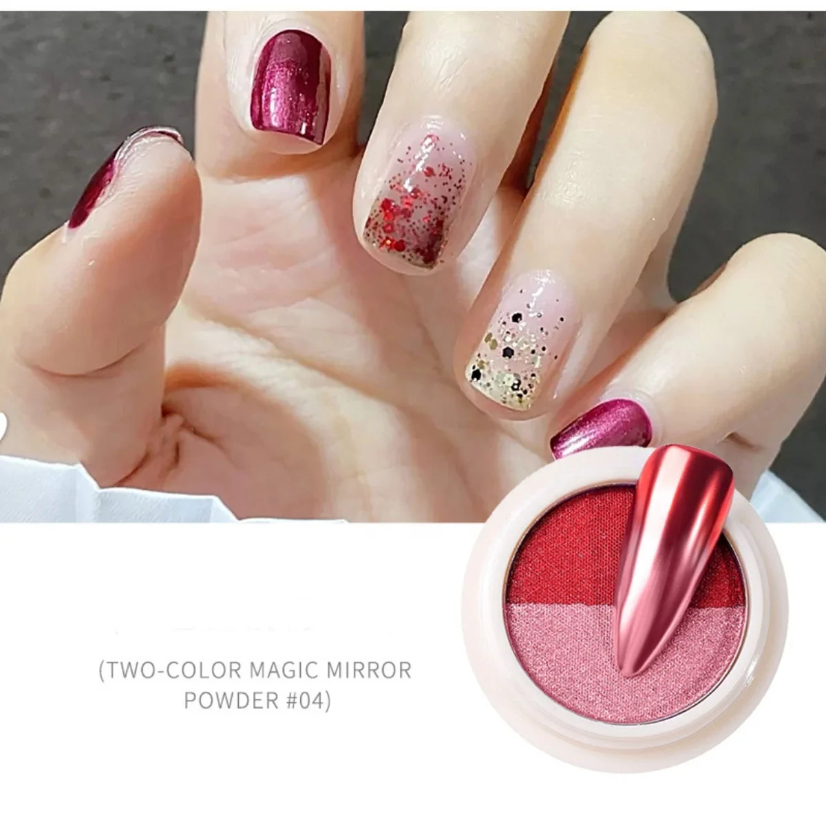 

Nail art salon mirror nails pigment powder magic metallic mirror nail powder, 6 colors