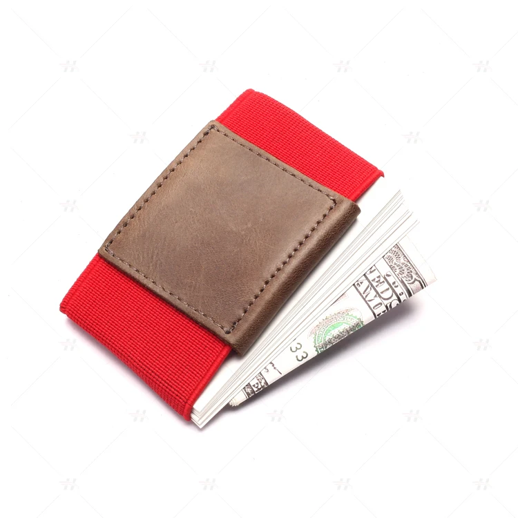 

Promotional leather minimalist slim elastic card holder wallet men elastic front pocket wallet card holder, Any colors