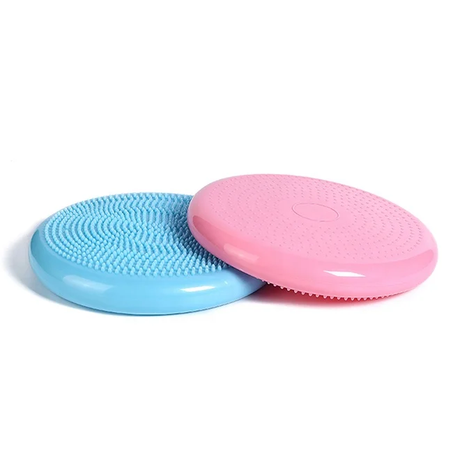 

PVC Flexible Seating Inflatable Massage Stability Wobble Cushion Wiggle Seat Extra Thick Core Balance Disc, Grey, blue, pink