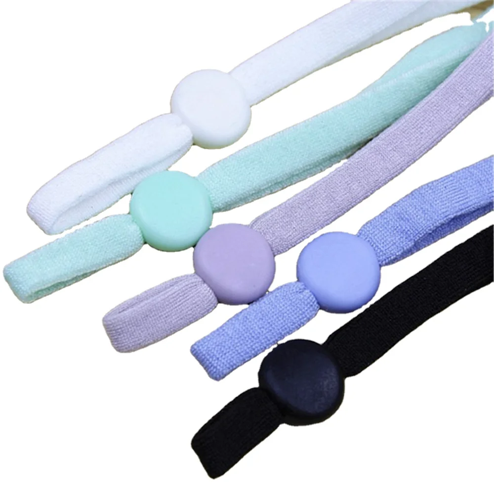 

Round white black elastic earloop Silicone Adjustable buckle for ear loop