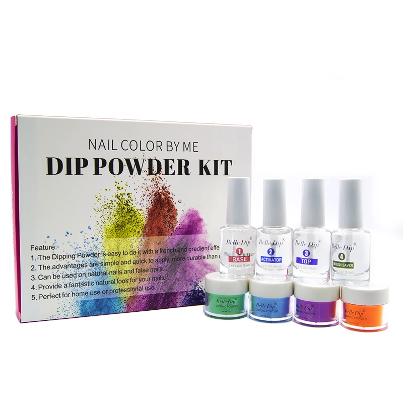 

Finger application Dipping top coat base activator acrylic dipping powder nails system liquid, Multi colors