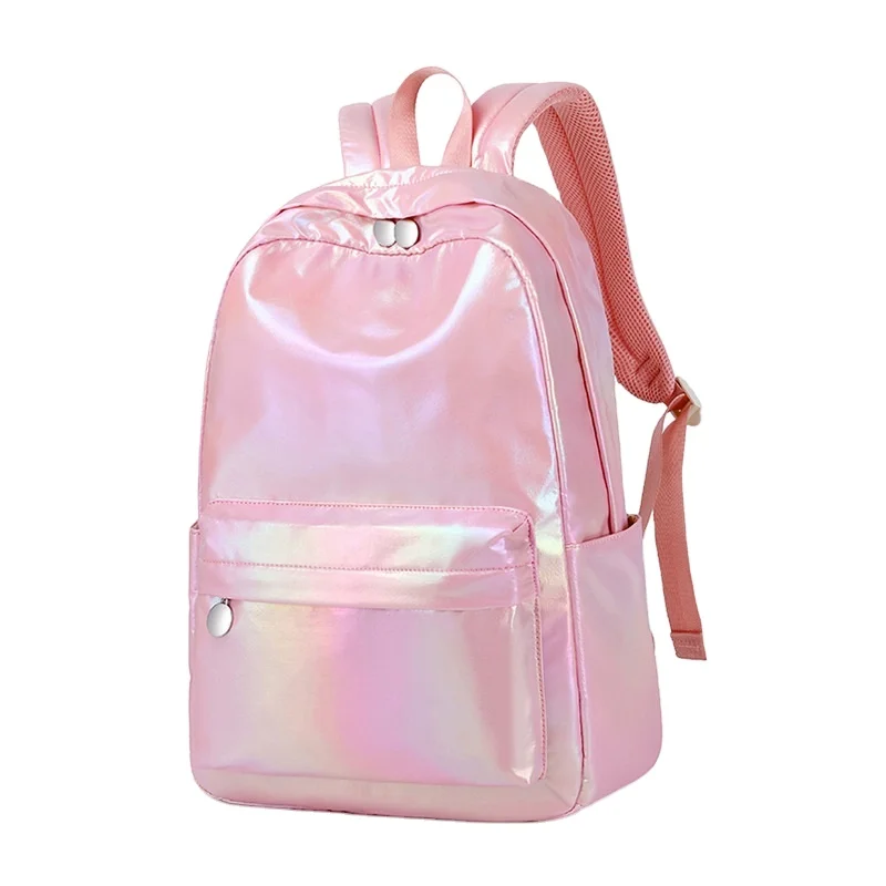 

New backpack women's casual simple and versatile high school shiny gradient backpack, Pink
