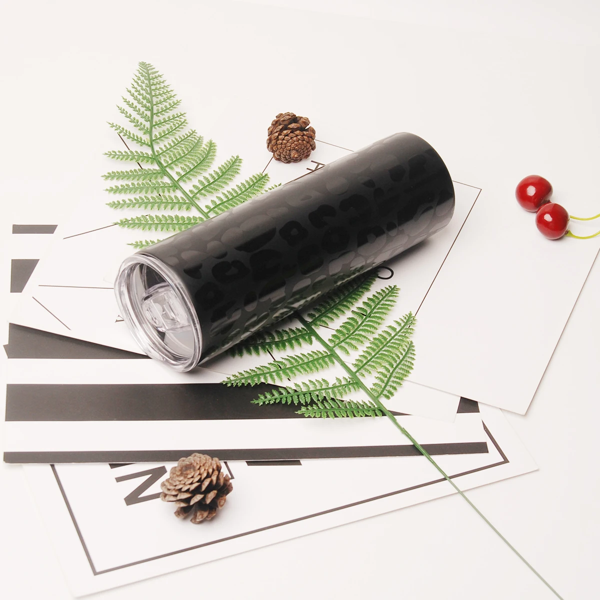 

20OZ Vintage Black Leopard Double Wall Stainless Steel Insulated Travel Mug Water Coffee Cups DOM1061175