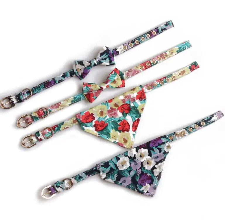 

Fashion Pet Collar Metal Buckle Pet Bandana Puppy Collar Triangle Bib Bowknot Dog Collar