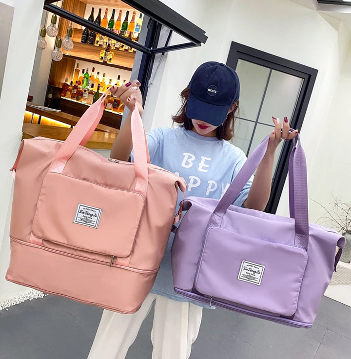

For Airlines Foldable Travel Duffel Bag Tote Carry on Luggage Sport Duffle Weekender Overnight for Women and Girls, 8 colors to choose or customize