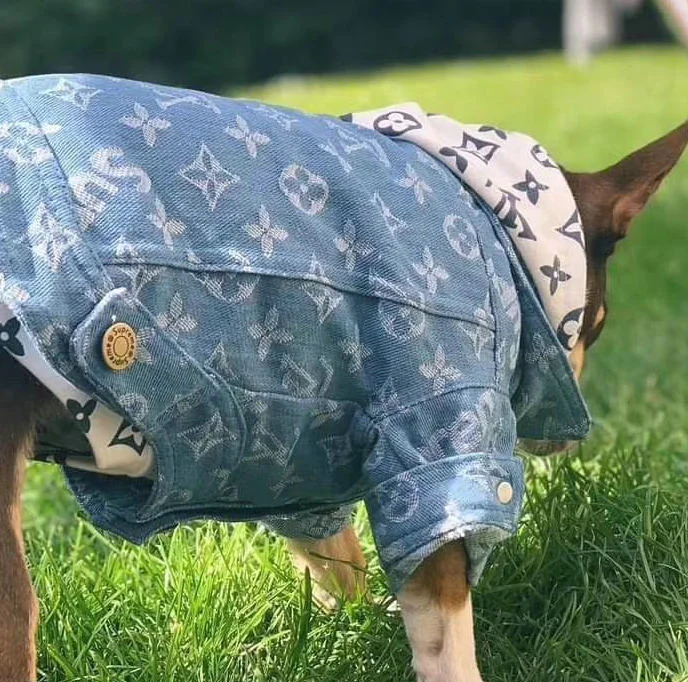 

Fashion logo printing Dog Jean Clothes Denim Vest Jacket