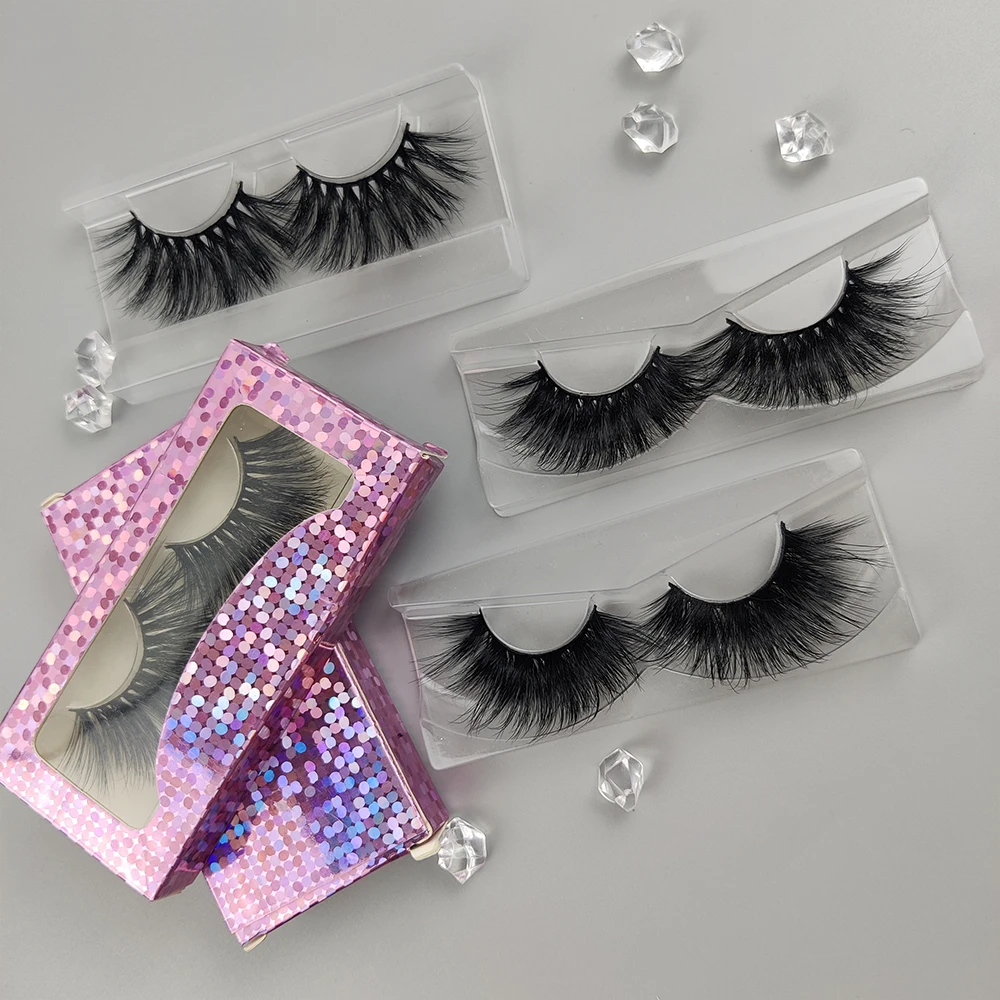 

New Styles eyelash Natural Looking mink eyelashes Full Strip Lashes thick 25mm eyelashes faux mink lashes custom lash box, Natural black